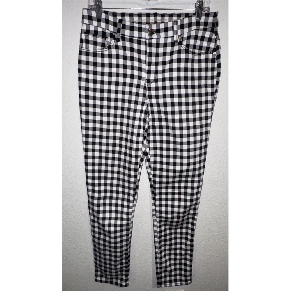 Chico's Pants Size 6 Slimming Girlfriend Slim Leg Black & White‎ Checkered 0.5